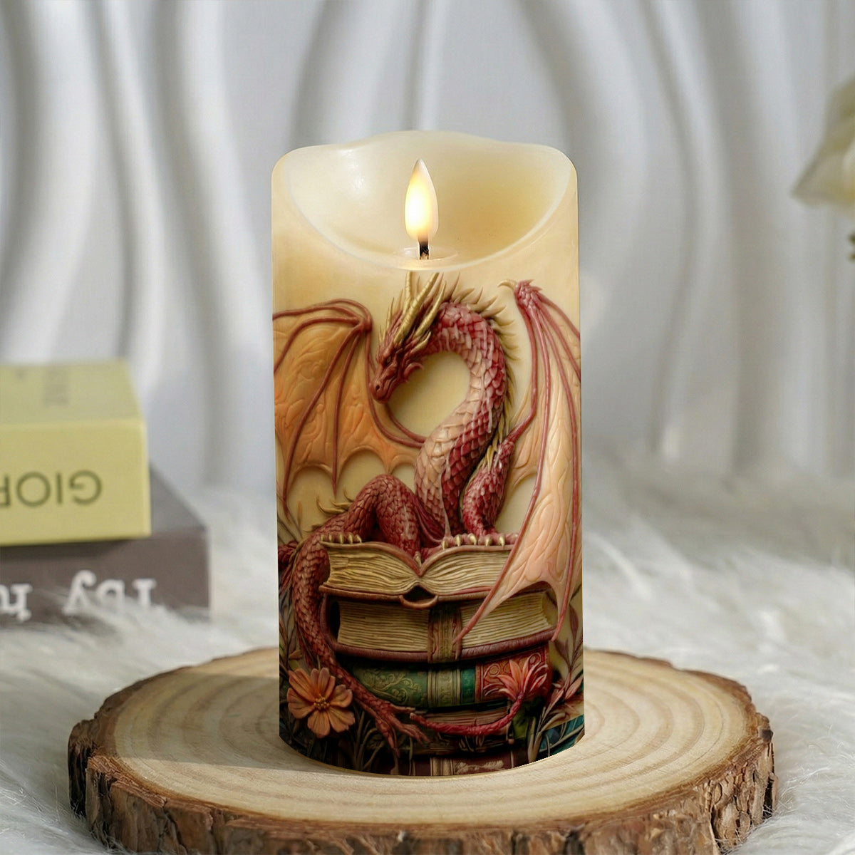 Lorva Reading 2D Printed LED Candle Crimson Lore