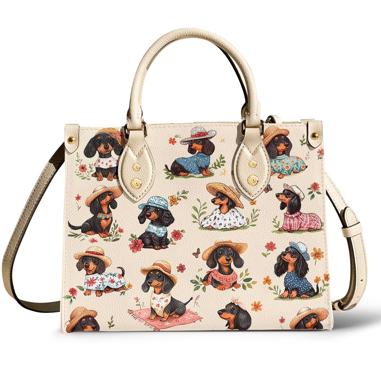 Lorva Dachshund Leather Bag Picnic Doxies