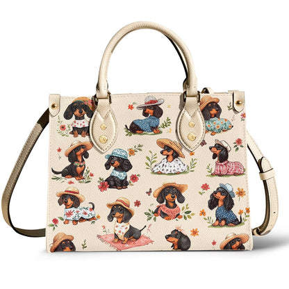 Lorva Dachshund Leather Bag Picnic Doxies
