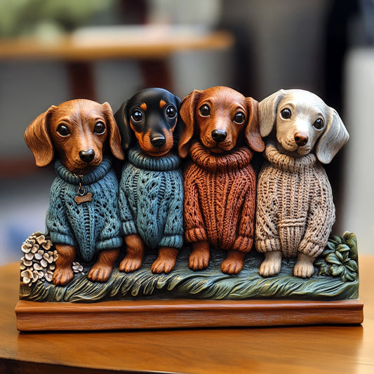 Dachshund Custom Shaped 2D Print Acrylic Plaque Autumn Snuggles