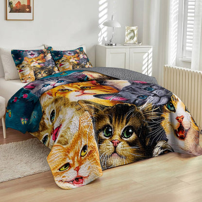 Lorva Cat All Season Quilt 3-Piece Set Playful Friends
