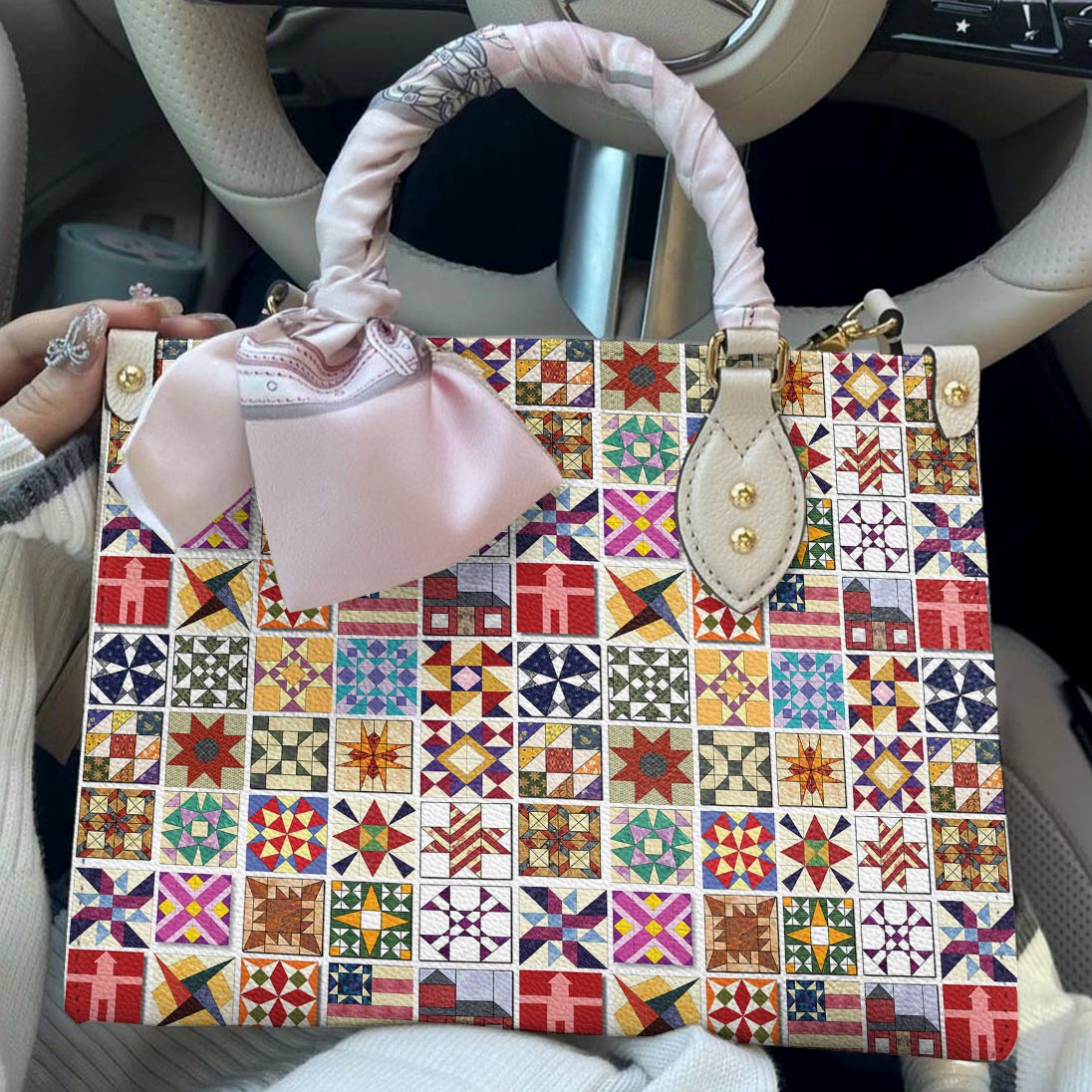 Lorva Leather Bag Beautiful Quilt Block Symphony