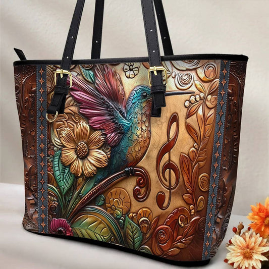 Lorva Hummingbird Leather Tote Bag Melody in Flight