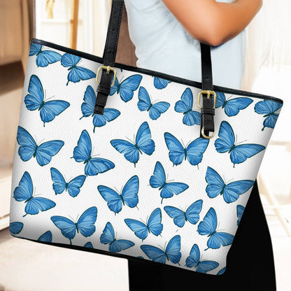 Lorva Butterfly Leather Tote Bag Springtime Flutter