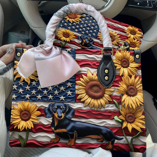 Lorva Dachshund Leather Bag American Bloom