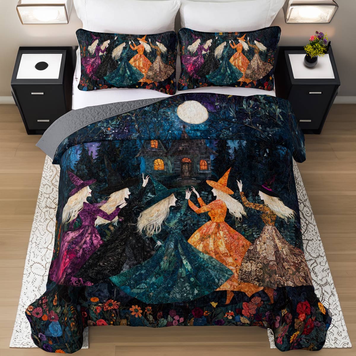 Witch Lorva All Season Quilt 3-Piece Set Dancing In The Moonlight