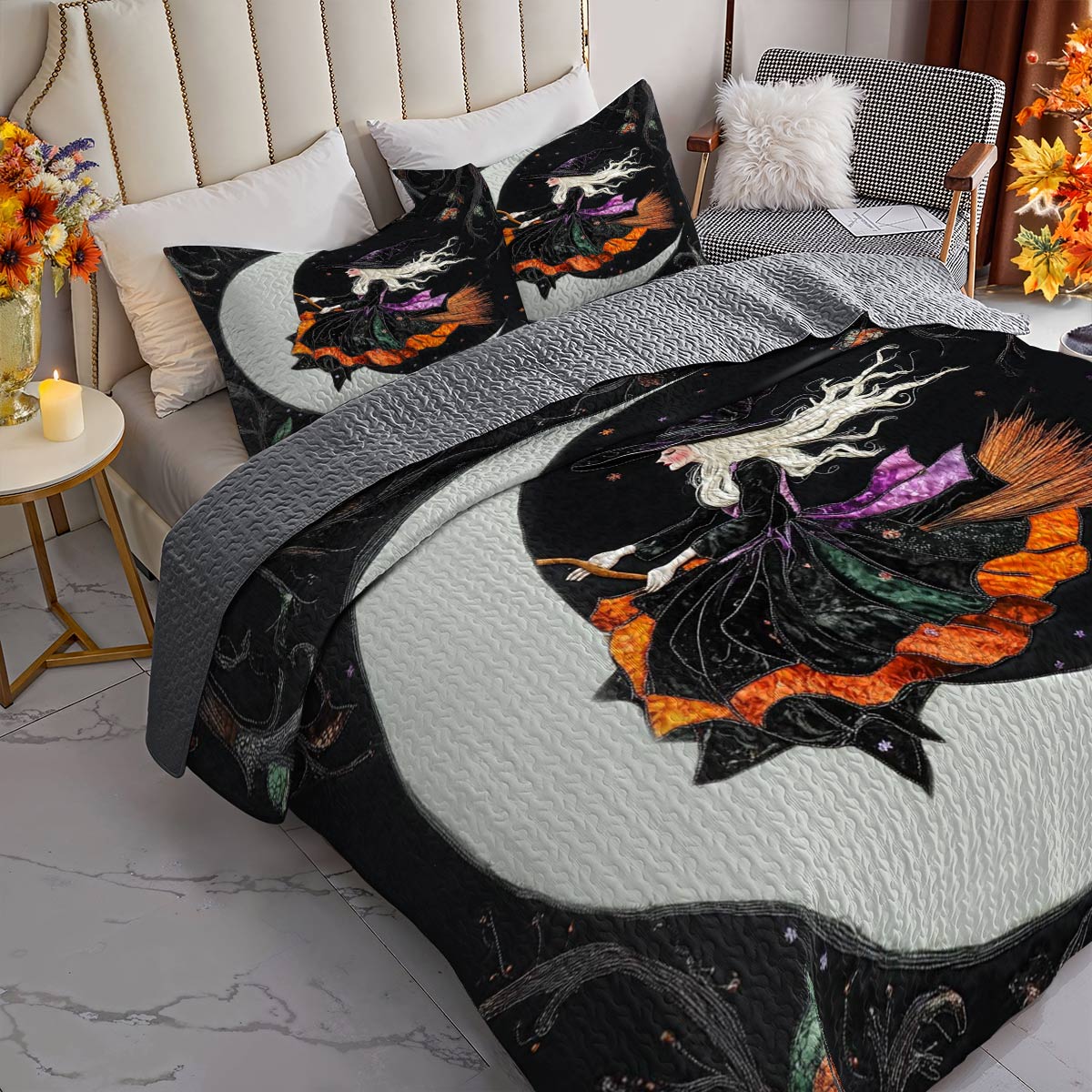 Witch Lorva All Season Quilt 3-Piece Set Mystic Moon Witch