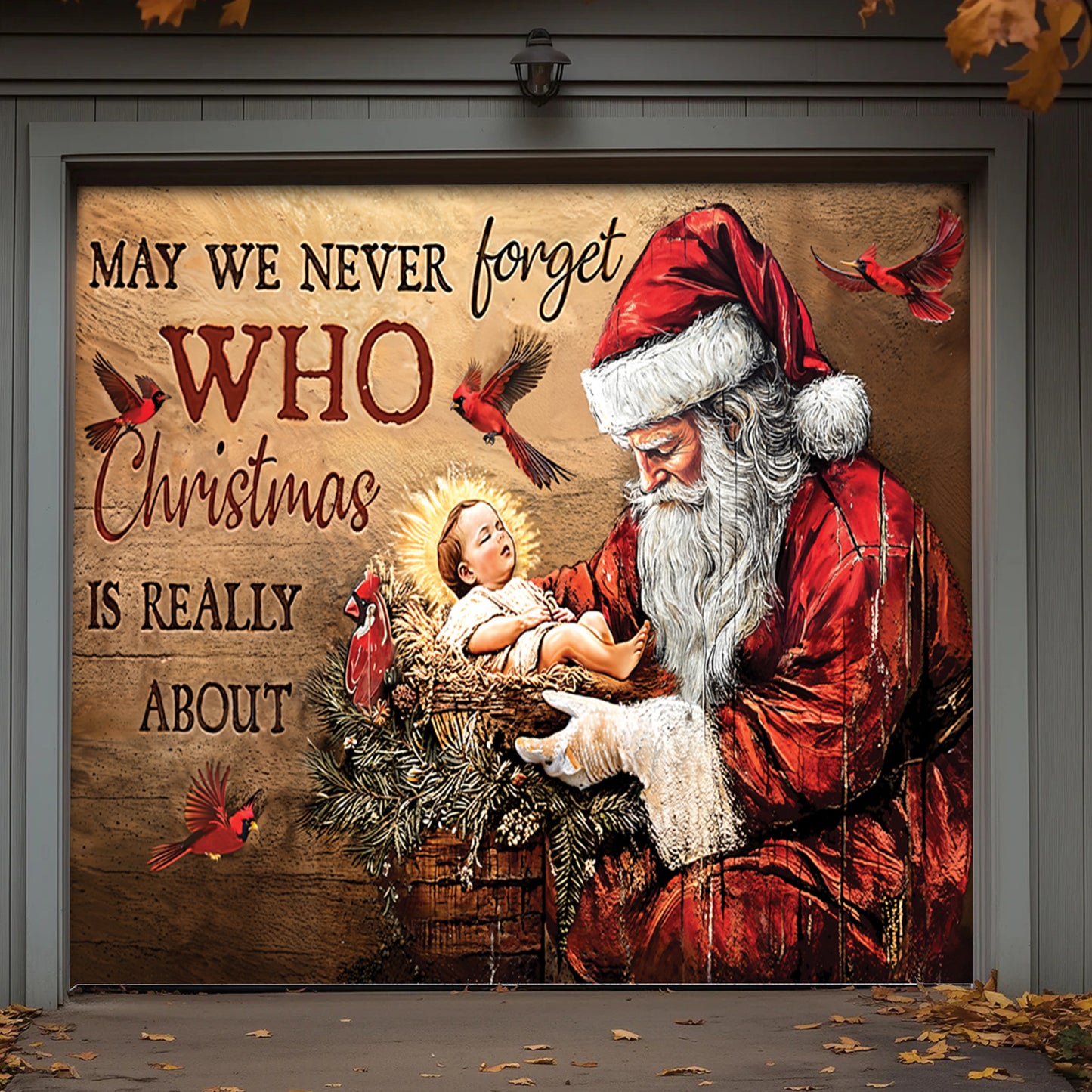 Lorva Christmas Garage Door Banner Decoration Faith