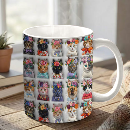Lorva Mug Colorful Cat Flower Crowns