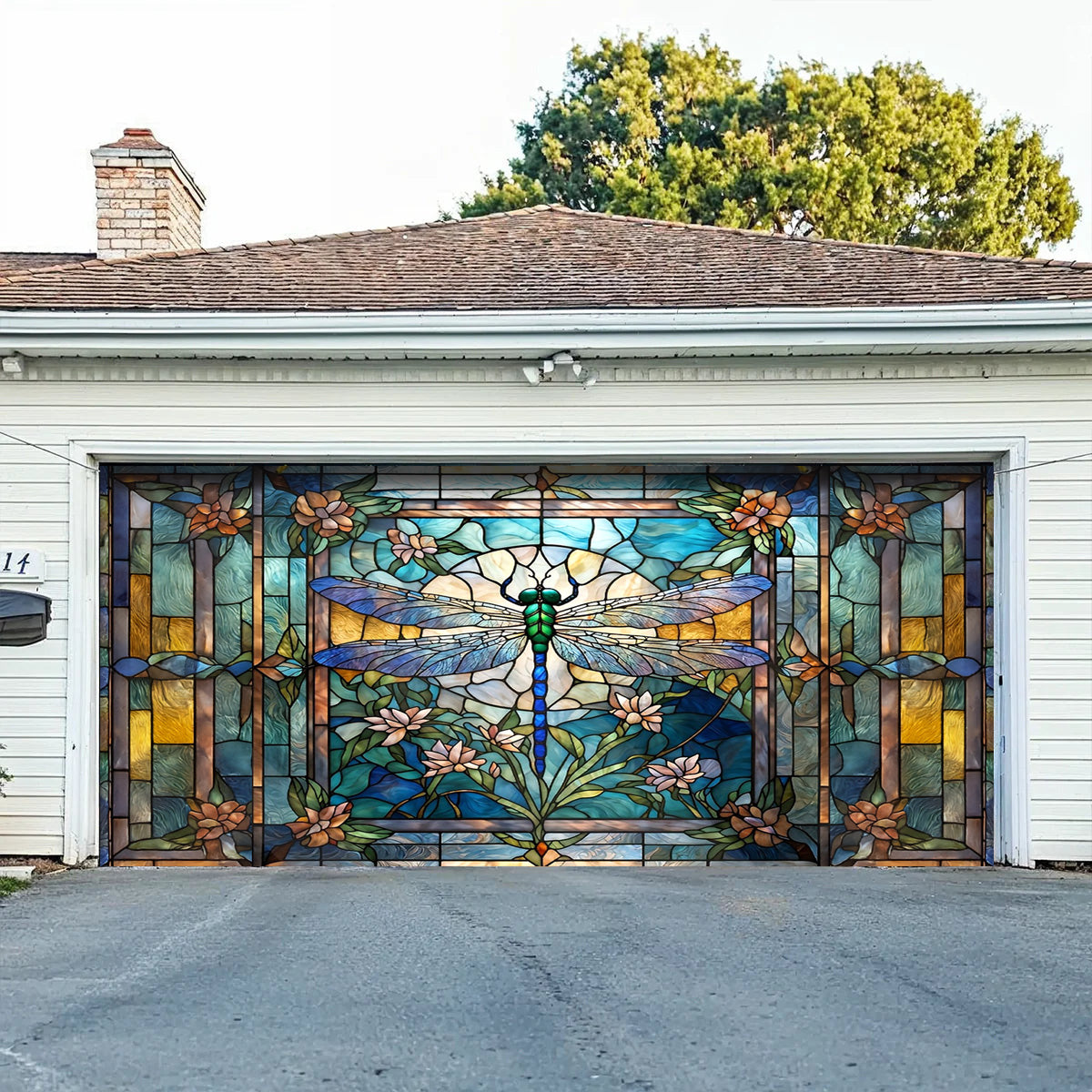 Lorva Dragonfly Garage Door Banner Decoration Mysterious Nature