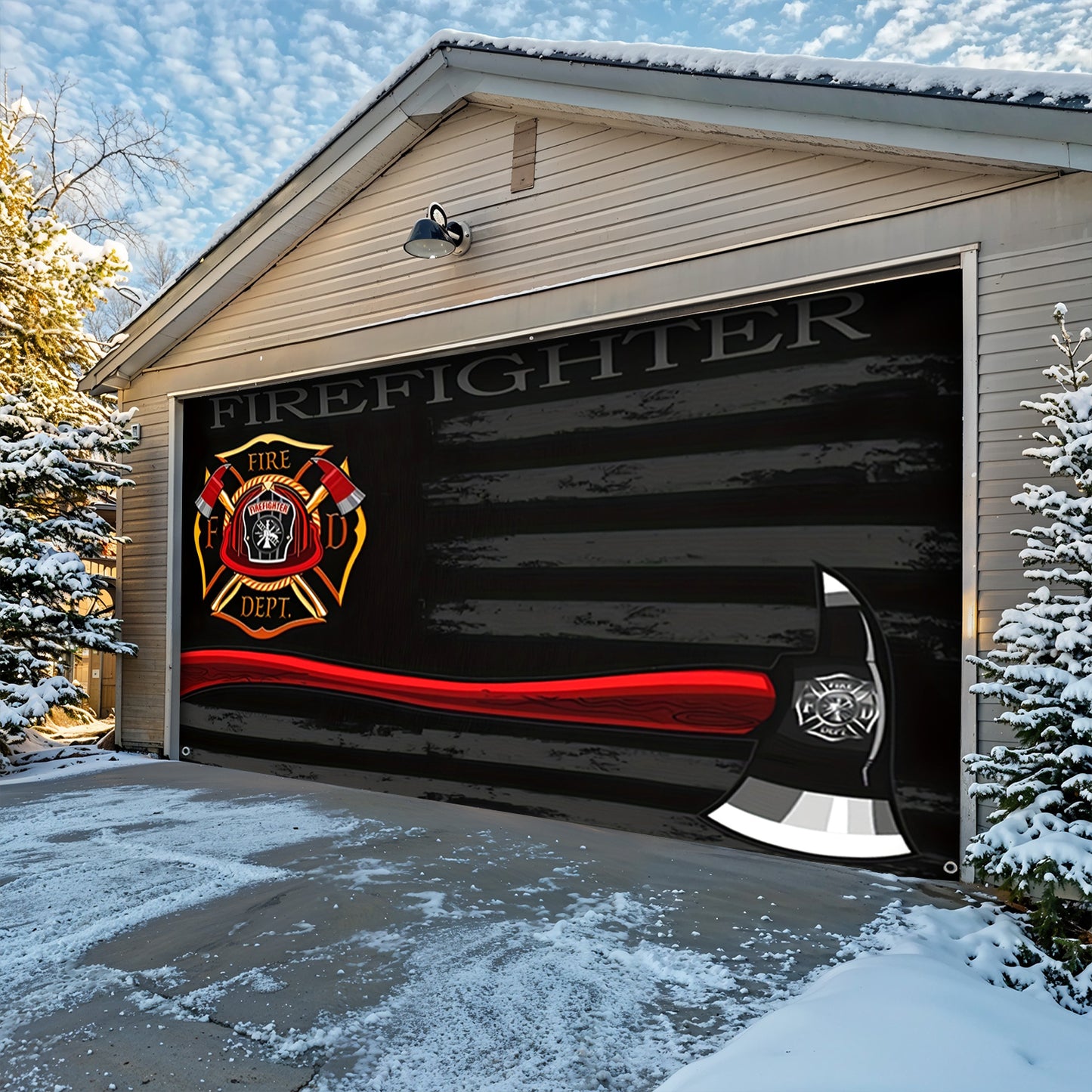 Lorva Garage Door Banner Decoration The Bravery Brew Firefighter