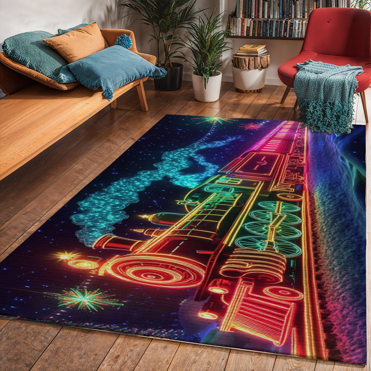 Lorva Christmas Area Rug Magical Train