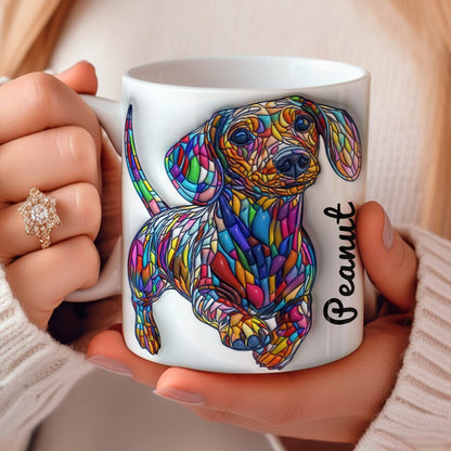 Lorva Personalized Flat Print Mug Playful Dachshund Running