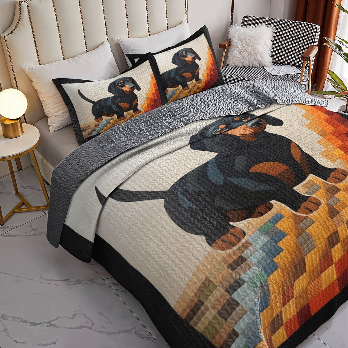 Lorva All Season Quilt 3-Piece Set Majestic Dachshund