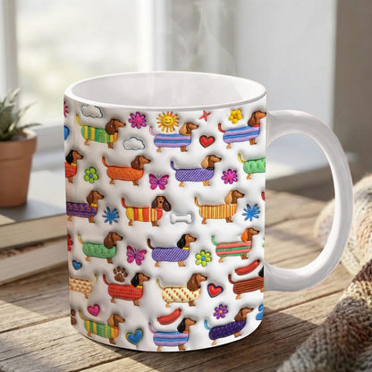 Lorva Dachshund Flat Print Mug Happy Day