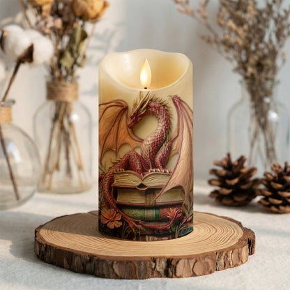 Lorva Reading 2D Printed LED Candle Crimson Lore