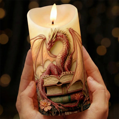 Lorva Reading 2D Printed LED Candle Crimson Lore