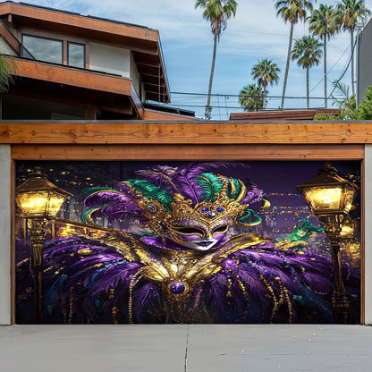 Lorva Garage Door Banner Decoration Mardi Gras King