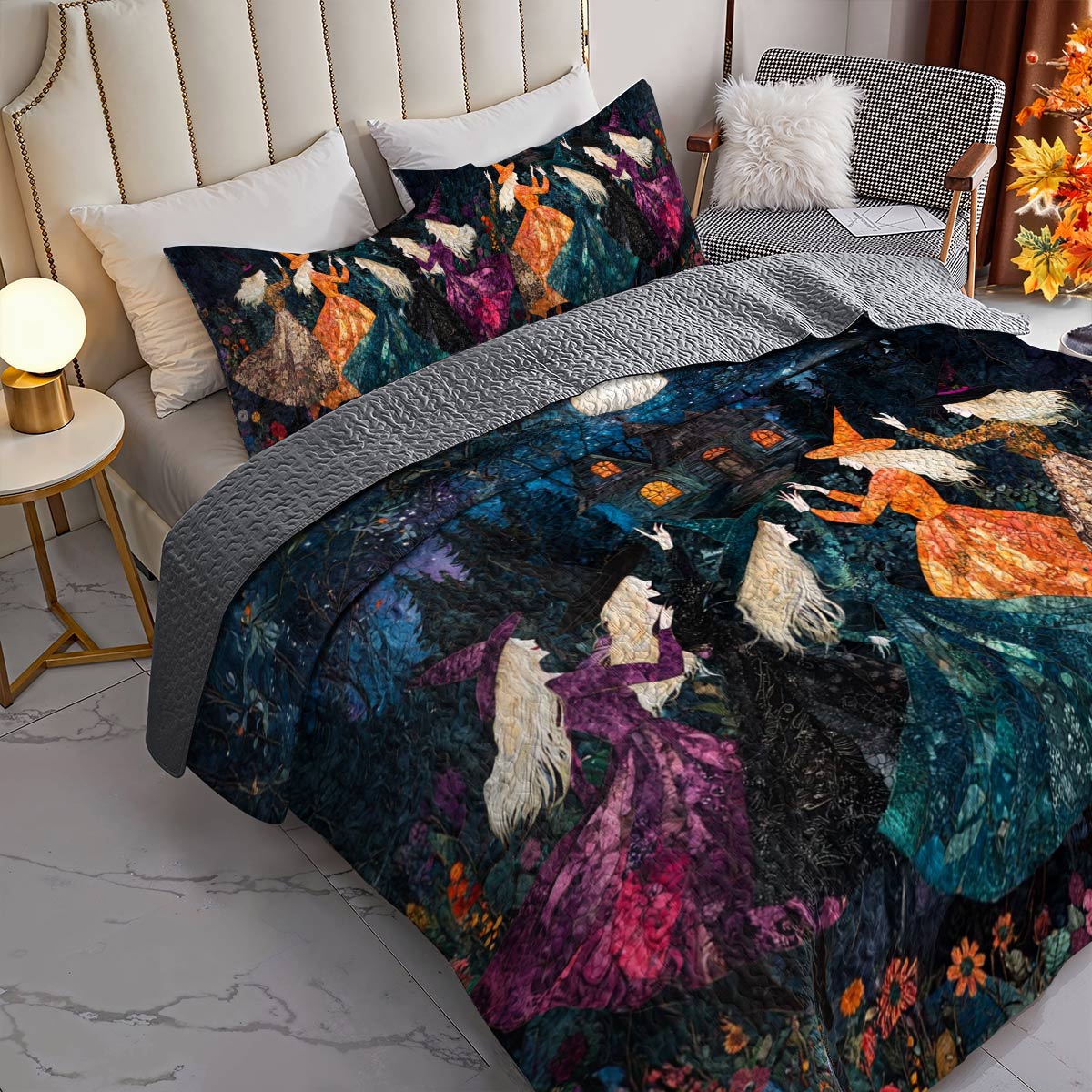Witch Lorva All Season Quilt 3-Piece Set Dancing In The Moonlight