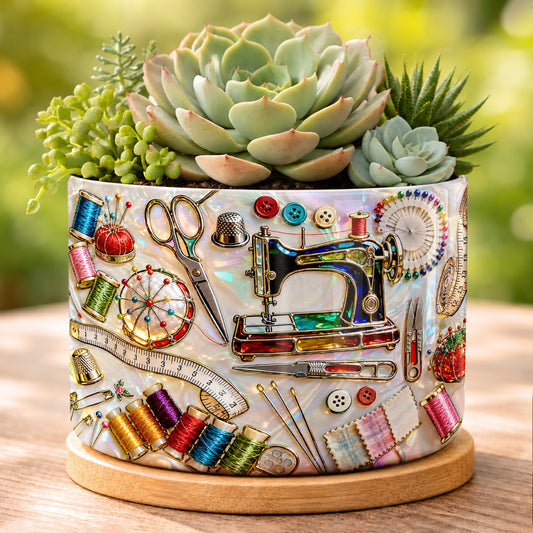 Lorva Sewing Ceramic Plant Pot Charming Sewing Life
