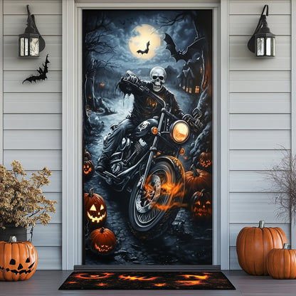 Lorva Halloween Door Cover Skeleton Biker Halloween