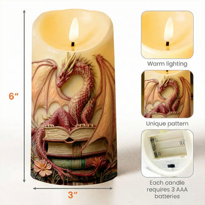 Lorva Reading 2D Printed LED Candle Crimson Lore