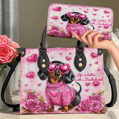 Lorva Dachshund Leather Bag Doxie In Love