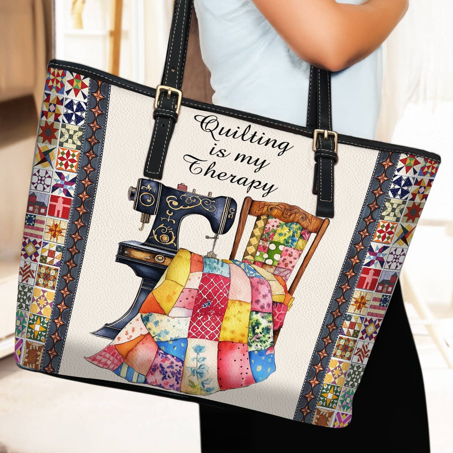 Lorva Leather Tote Bag Quilting Is My Therapy