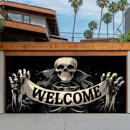 Lorva Halloween Garage Door Banner Decoration Skeleton Welcome