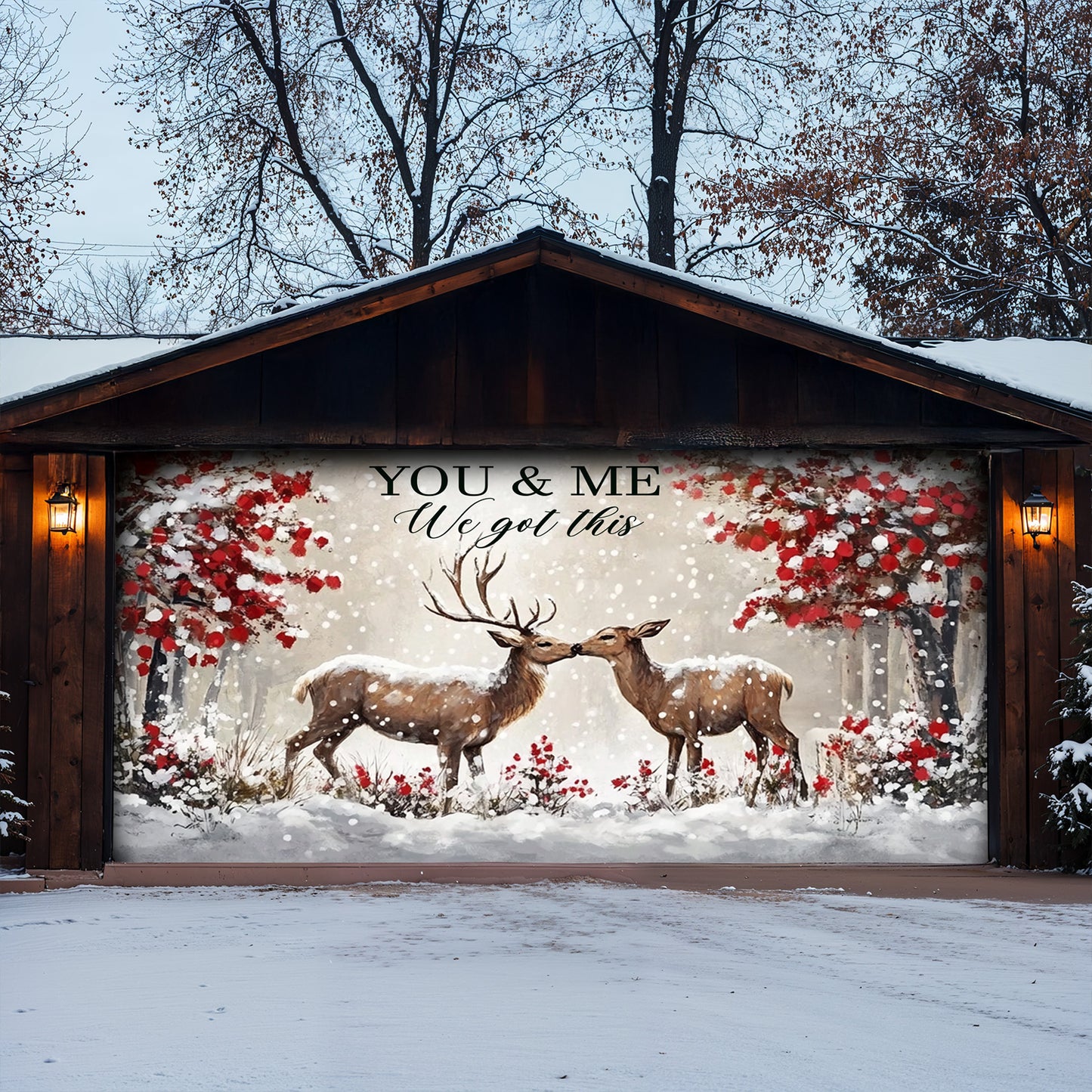 Lorva Deer Garage Door Banner Decoration Everlasting Love