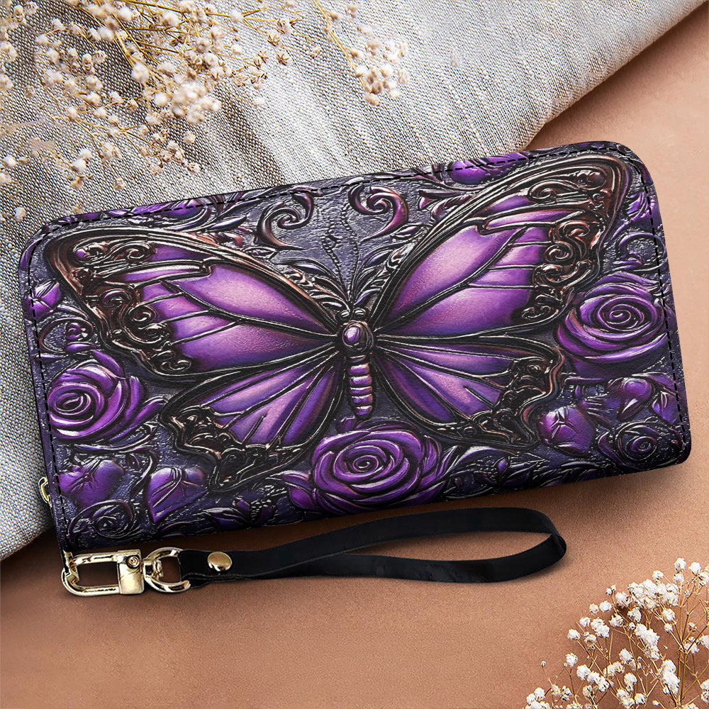 Lorva Butterfly Leather Wallet Mysterious Roses