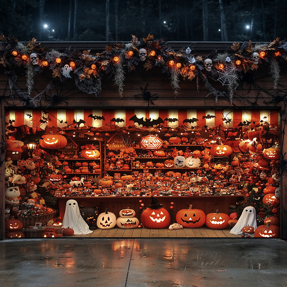 Lorva Halloween Garage Door Banner Decoration Shopfront Pumpkins