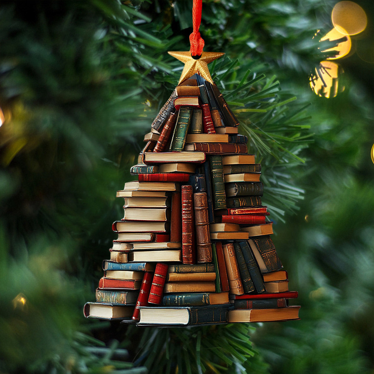 Lorva Reading Acrylic Ornament Book Lover Christmas Tree