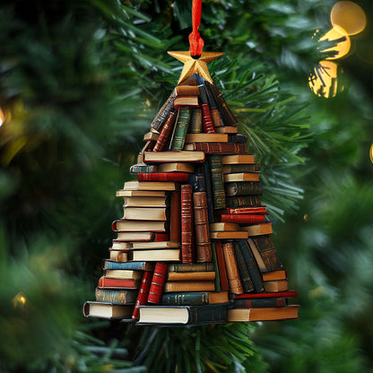 Lorva Reading Acrylic Ornament Book Lover Christmas Tree