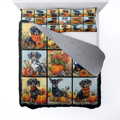 Lorva All Season Quilt 3-Piece Set Cozy Dachshund Harvest