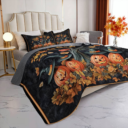 Witch Lorva All Season Quilt 3-Piece Set Pumpkin Hat Parade