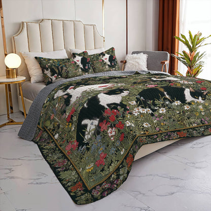Lorva All Season Quilt 3-Piece Set Mysterious Cat Garden