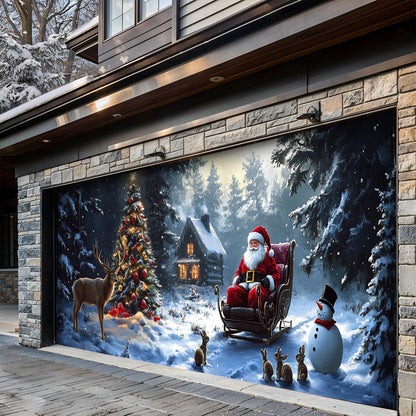 Lorva Christmas Garage Door Banner Decoration Santa’s Midnight Christmas