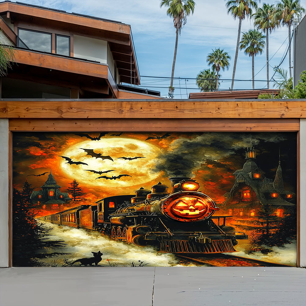 Lorva Halloween Garage Door Banner Decoration Pumpkin Express Halloween