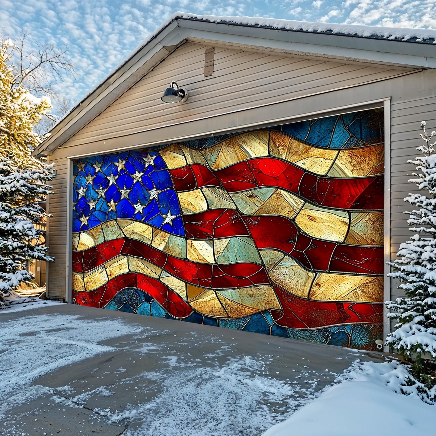 Lorva Patriotic Garage Door Banner Decoration American Flag