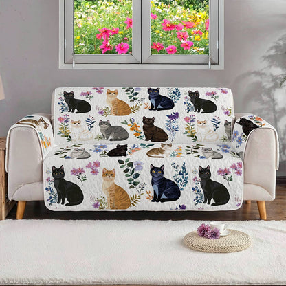 Lorva Sofa Cover Set Charming Floral Cats