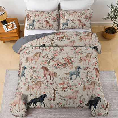 Lorva Horse All Season Quilt 3-Piece Set Gentle Horses