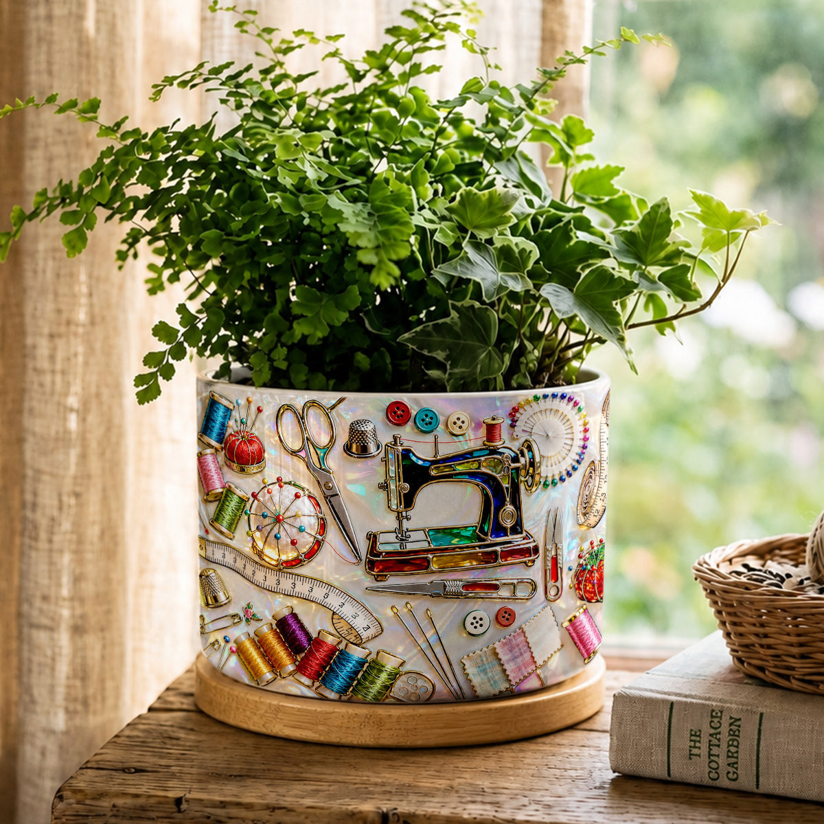 Lorva Sewing Ceramic Plant Pot Charming Sewing Life
