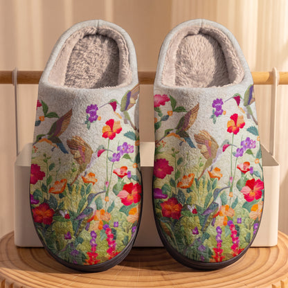Lorva Hummingbird Fleece Lined Slippers Enchanted Hummingbird Garden