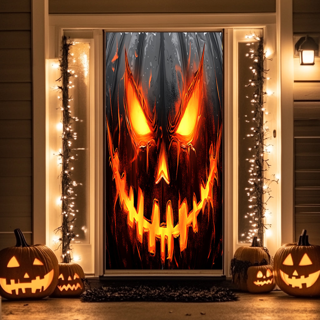 Lorva Halloween Door Cover Horror Pumpkin Face