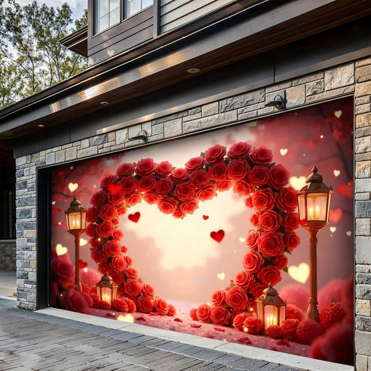 Lorva Garage Door Banner Decoration Heart Of Roses