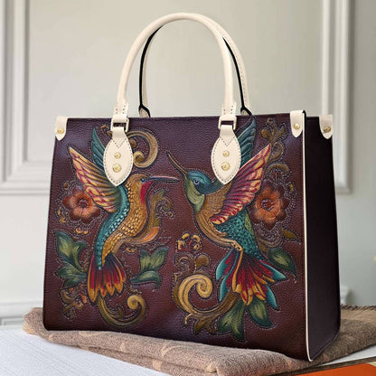 Lorva Leather Bag Vintage Floral Hummingbirds