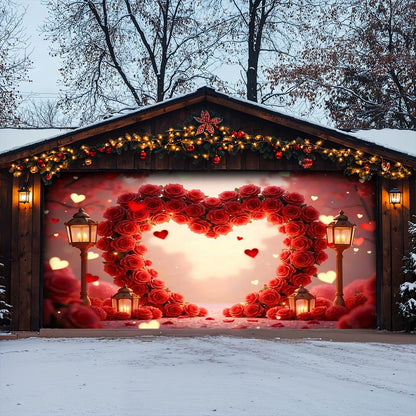 Lorva Garage Door Banner Decoration Heart Of Roses