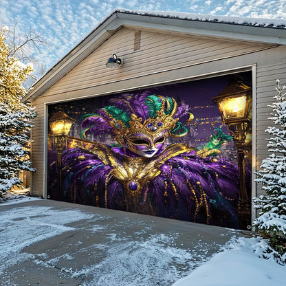 Lorva Garage Door Banner Decoration Mardi Gras King