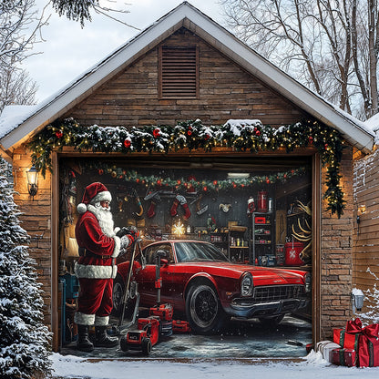 Lorva Christmas Garage Door Banner Decoration Reindeer At The Repair Shop